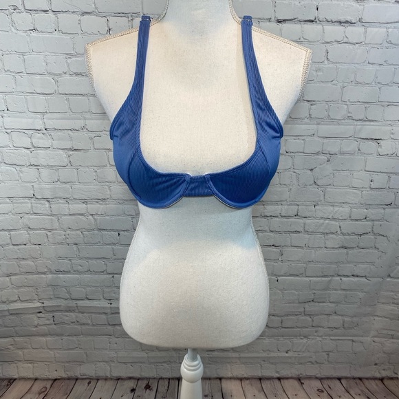 ZAFUL Bikini Top Ribbed Underwire Blue-12 and 16 - Picture 3 of 4